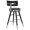 Armen Living Grace Modern 26" Grey Faux Leather Bar Stool