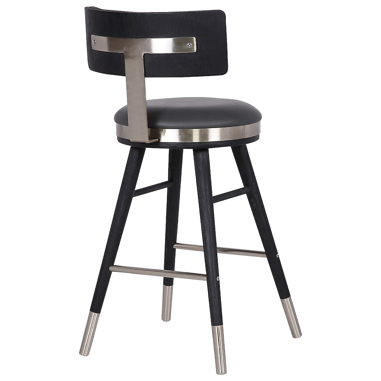 Armen Living Grace Modern 26" Grey Faux Leather Bar Stool