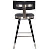 Armen Living Grace Modern 26" Grey Faux Leather Bar Stool