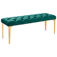 Glam Tufted Bench in Velvet and Gold Stainless Steel Finish