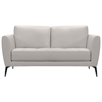 Contemporary Loveseat with Tufted Seat and Metal Legs