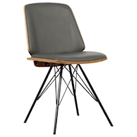 Mid-Century Side Chair in Faux Leather with Black Powder Coated Metal Legs