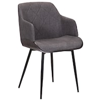 Charcoal Cushion Arm Chair in Black Powder Coated Finish and Black Brushed Wood