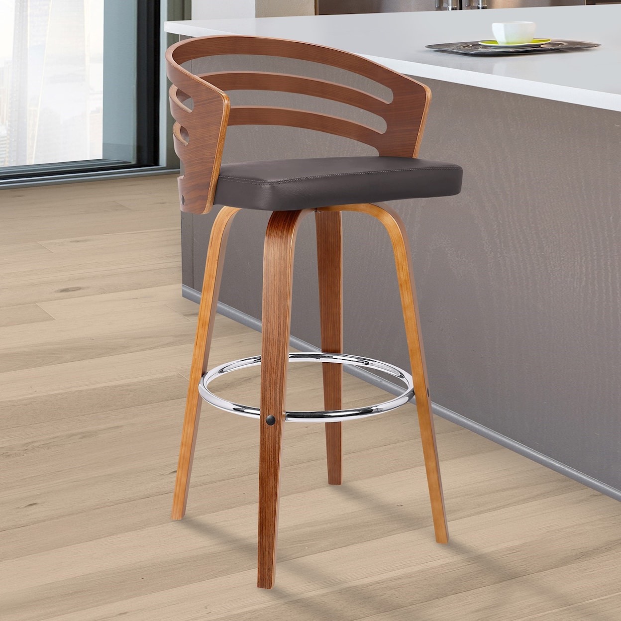 Armen Living Jayden 26" Mid-Century Swivel Counter Height Stool