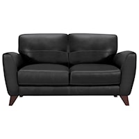 Casual Contemporary Loveseat with Wood Legs