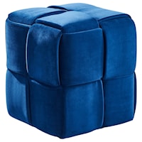 Contemporary Short Ottoman with Basket Weave Design