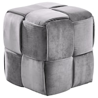 Contemporary Short Ottoman with Basket Weave Design