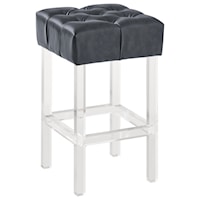 Contemporary 26" Counter Height Bar Stool in Grey Faux Leather with Acrylic Legs