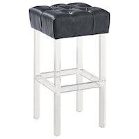 Contemporary 30" Bar Height Bar Stool in Grey Faux Leather with Acrylic Legs
