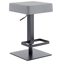 Contemporary Swivel Barstool in Grey Faux Leather