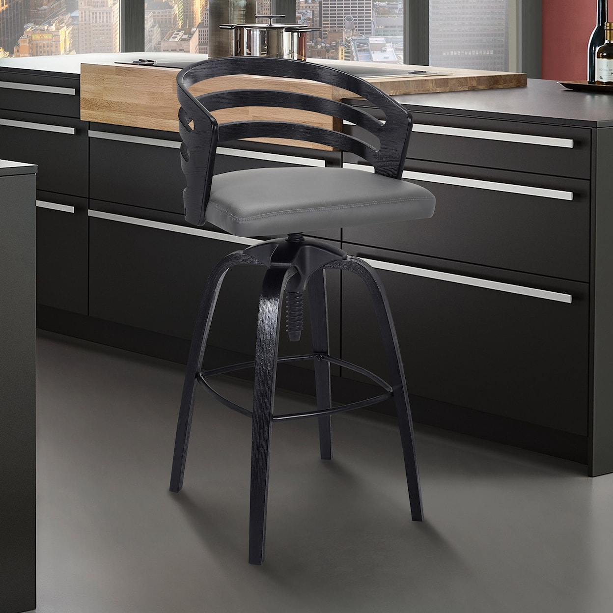 Armen Living Kiara Contemporary Adjustable Barstool