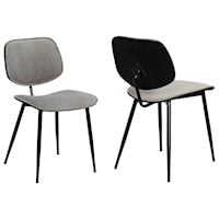 Grey Velvet Modern Dining Accent Chairs - Set of 2