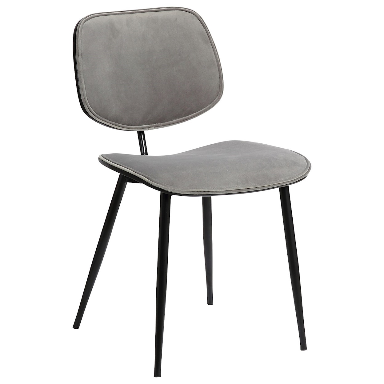 Armen Living Lizzy Grey Velvet Modern Dining Accent Chairs Set