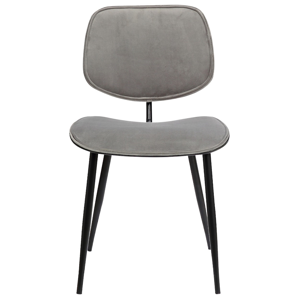 Armen Living Lizzy Grey Velvet Modern Dining Accent Chairs Set