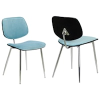 Blue Velvet Modern Dining Accent Chairs - Set of 2