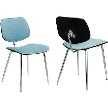 Blue Velvet Modern Dining Accent Chairs Set