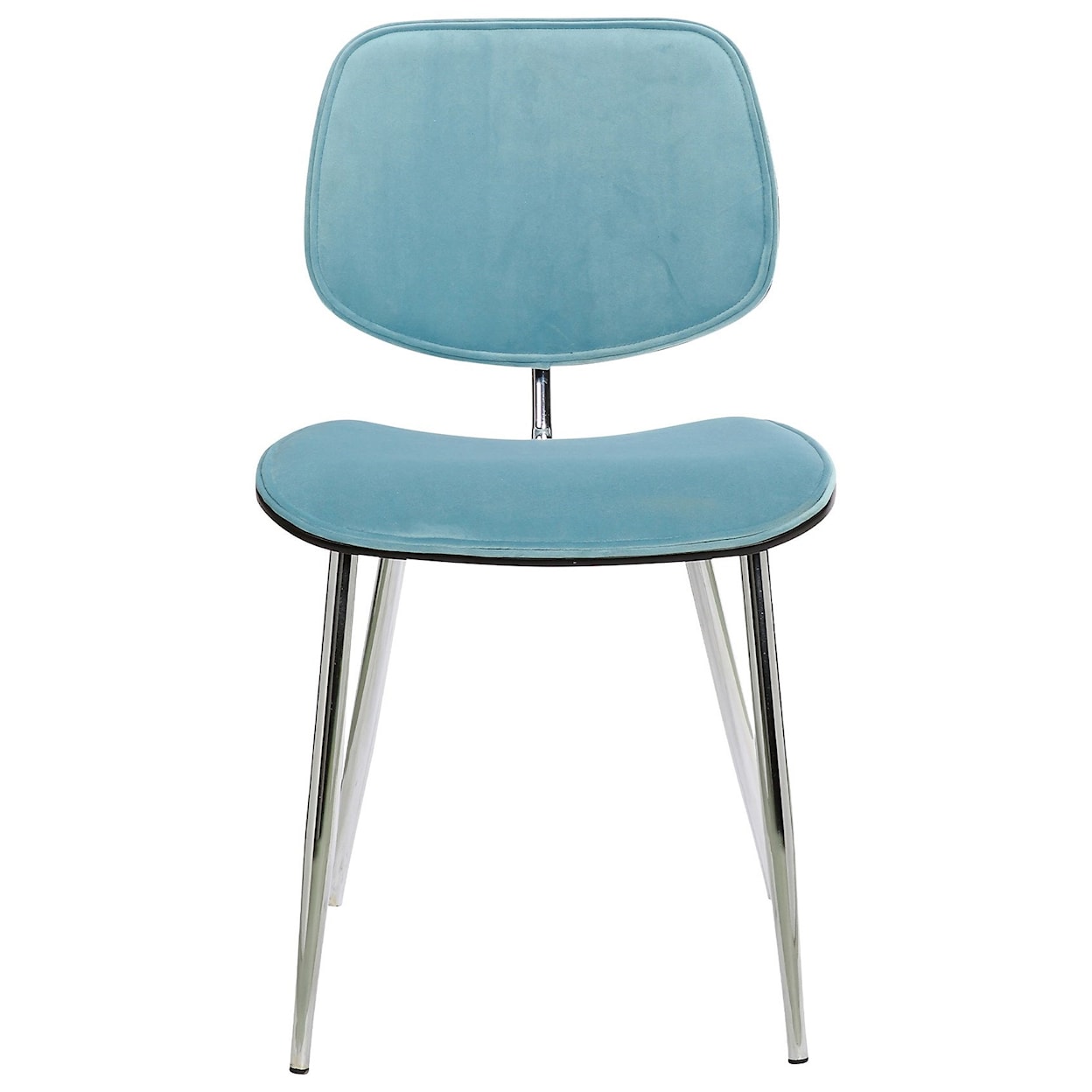 Armen Living Lizzy Blue Velvet Modern Dining Accent Chairs Set