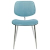 Armen Living Lizzy Blue Velvet Modern Dining Accent Chairs Set