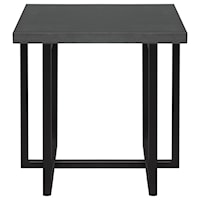 Contemporary End Table with Black Iron Finish and Grey Wood Top