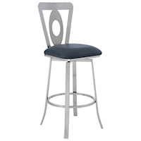 Contemporary 26" Counter Height Barstool in Grey Faux Leather