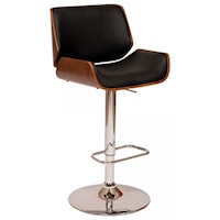 Swivel Air-Lift Barstool with Walnut Back