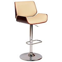 Contemporary Swivel Bar Stool with Cream Faux Leather