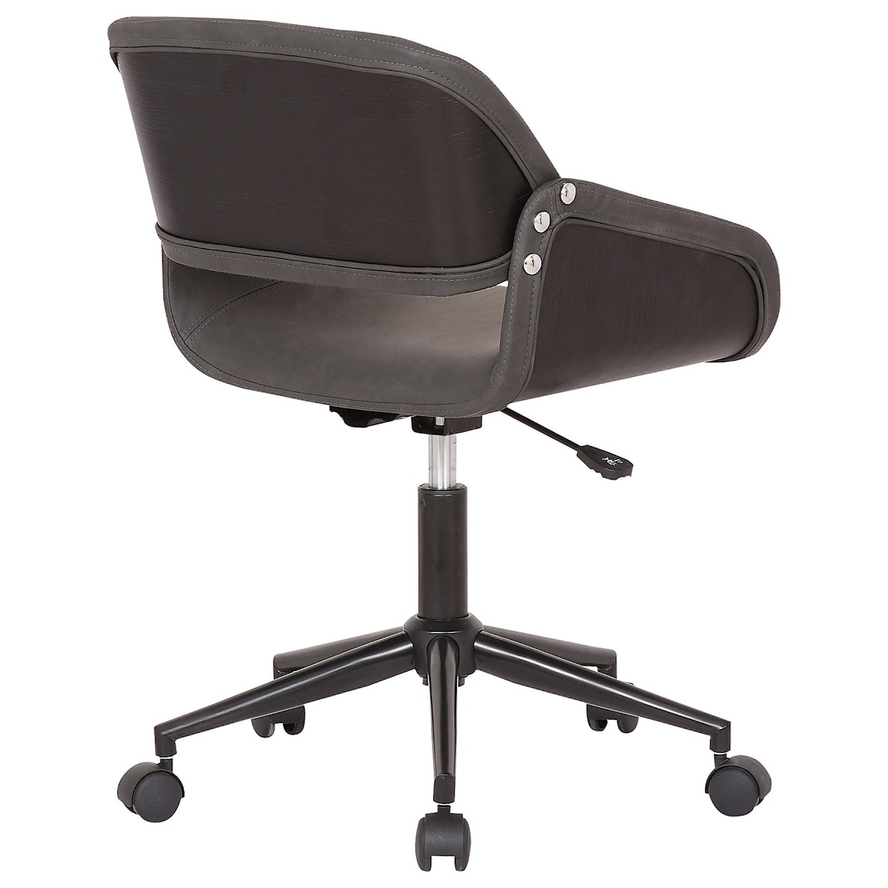 Armen Living Lowell Mid-Century Grey Faux Leather Task Chair