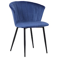 Contemporary Dining Chair in Black Powder Coated Finish and Velvet