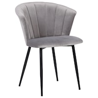 Contemporary Dining Chair in Black Powder Coated Finish and Velvet