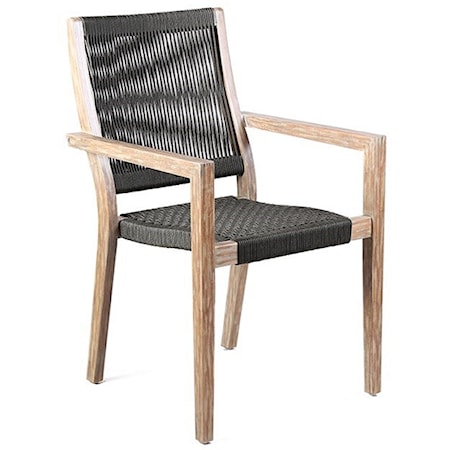 Outdoor Patio Charcoal Rope Arm Chair Set
