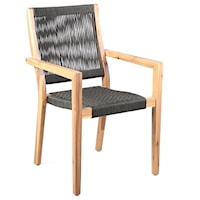 Contemporary Outdoor Patio Charcoal Rope Arm Chair - Set of 2