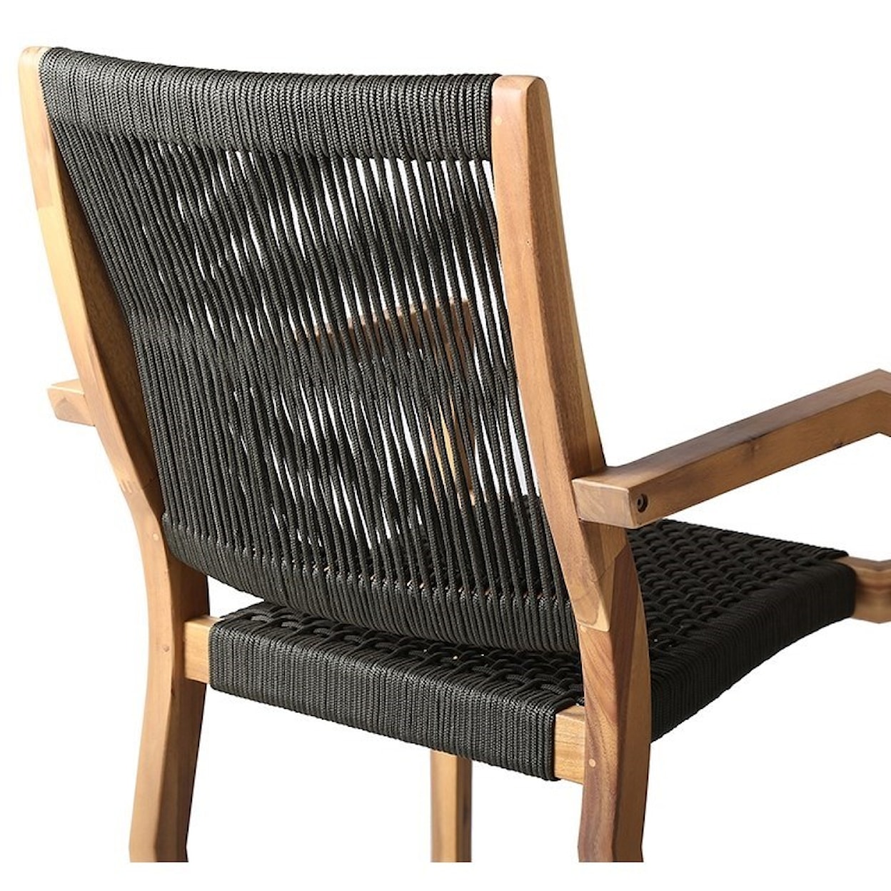 Armen Living Madsen Outdoor Patio Charcoal Rope Arm Chair Set