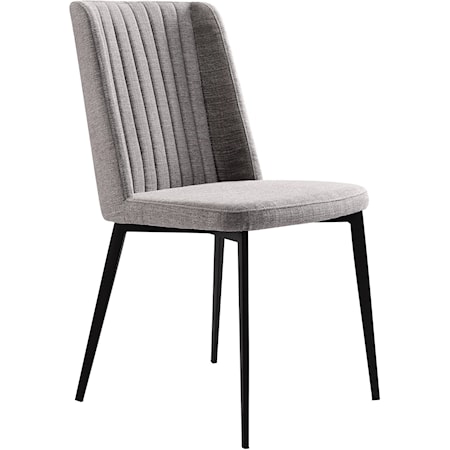 Contemporary Dining Chair in Matte Black Finish with Gray Fabric - Set of 2 