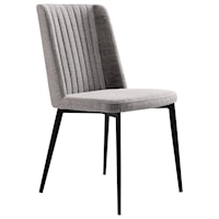 Contemporary Dining Chair in Matte Black Finish with Gray Fabric - Set of 2 