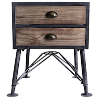 Industrial 2-Drawer End Table in Industrial Grey and Pine Wood