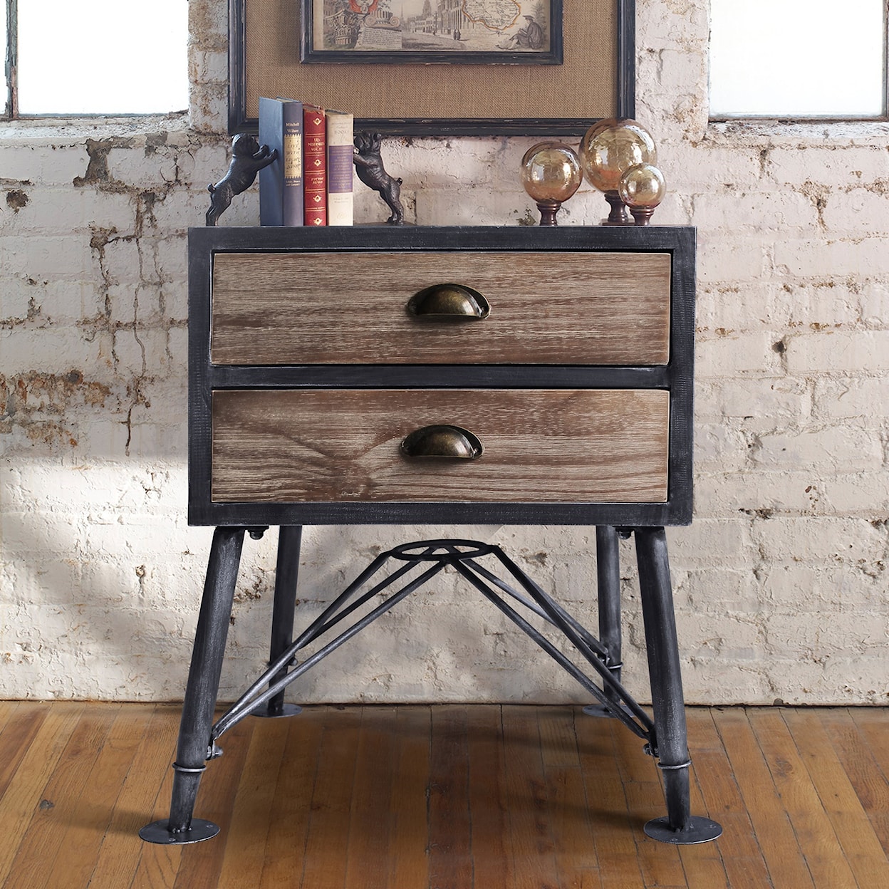 Armen Living Mathis 2-Drawer End Table