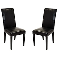  Set of 2 Bonded Leather Dining Side Chairs