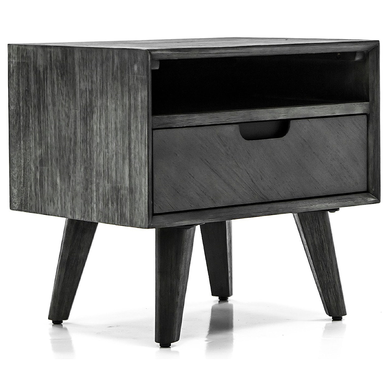Armen Living Mohave Tundra Grey Acacia Single Drawer Nightstand