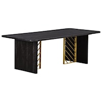 Black Wood Coffee Table with Antique Brass Accents