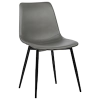 Contemporary Dining Chair in Gray Faux Leather with Black Powder Coated Metal Legs