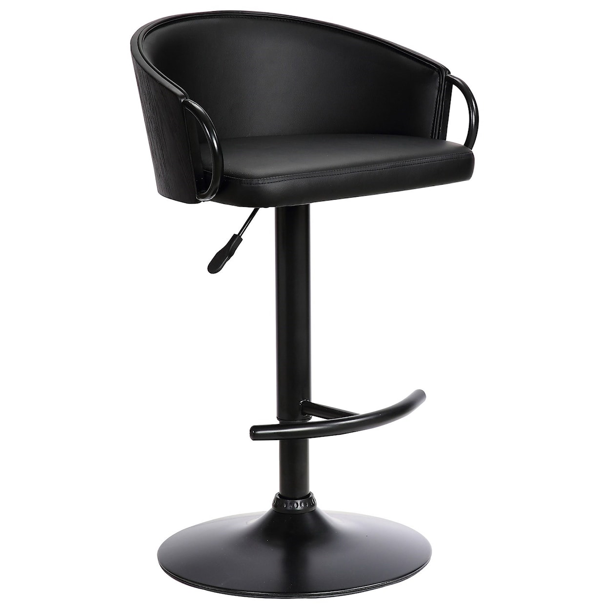 Armen Living Montego Adj. Black Faux Leather Swivel Barstool