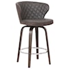 Armen Living Mynette 26" Swivel Brown Faux Leather Bar Stool