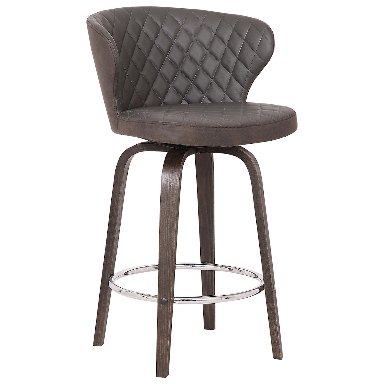 Armen Living Mynette 26" Swivel Brown Faux Leather Bar Stool