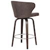 Armen Living Mynette 26" Swivel Brown Faux Leather Bar Stool