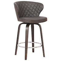 30" Swivel Brown Faux Leather Bar Stool