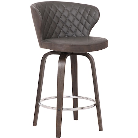 30" Swivel Brown Faux Leather Bar Stool