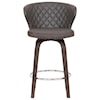 Armen Living Mynette 30" Swivel Brown Faux Leather Bar Stool