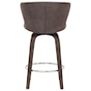 Armen Living Mynette 30" Swivel Brown Faux Leather Bar Stool