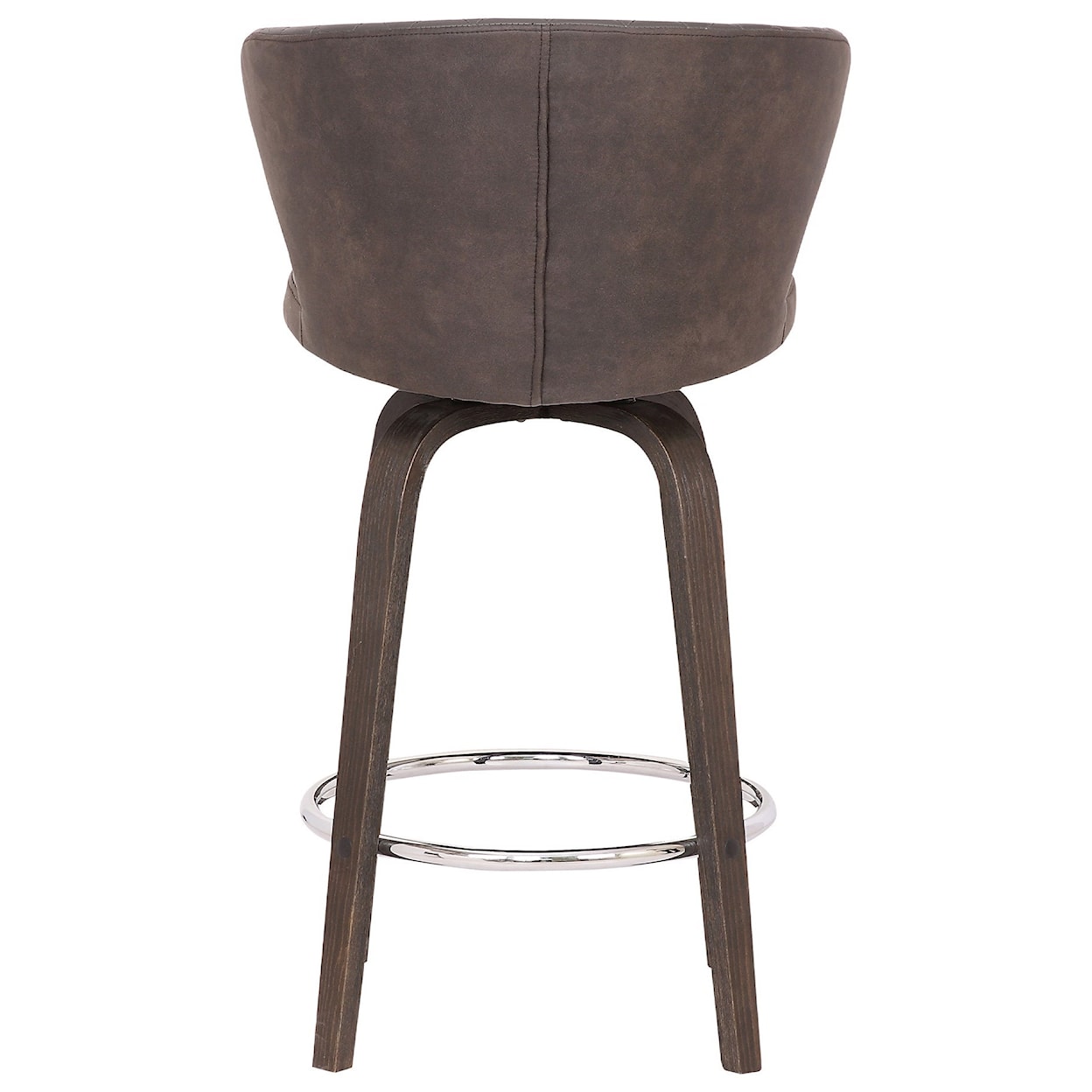 Armen Living Mynette 30" Swivel Brown Faux Leather Bar Stool