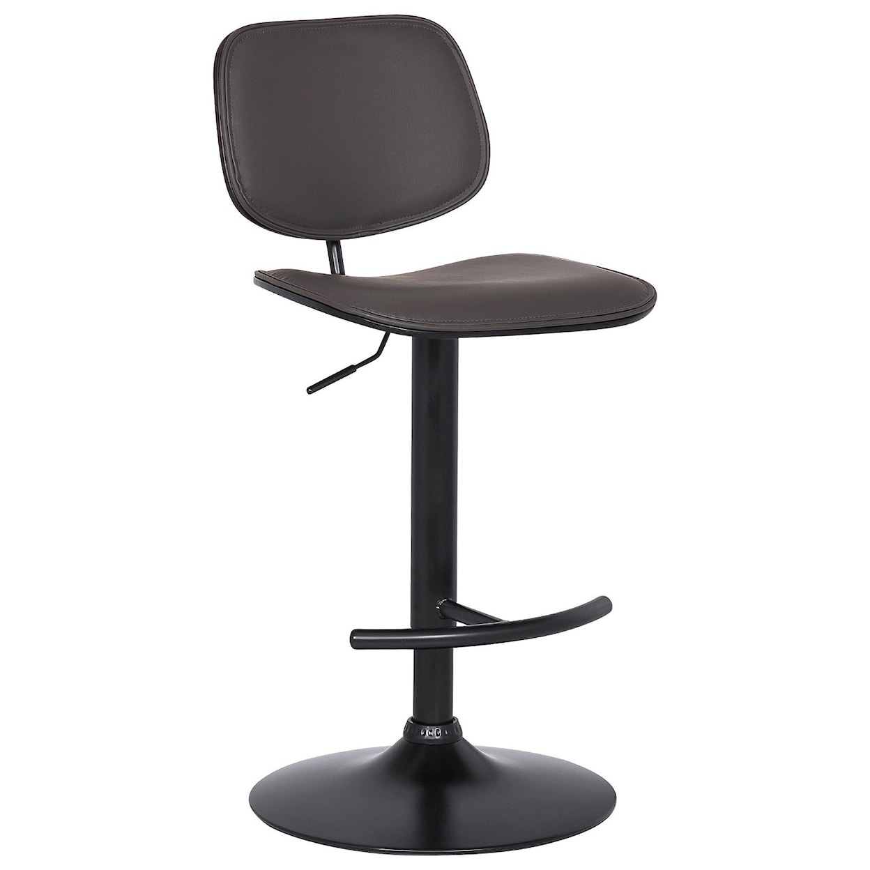 Armen Living Nancy Adjustable Gray Faux Leather Swivel Barstool